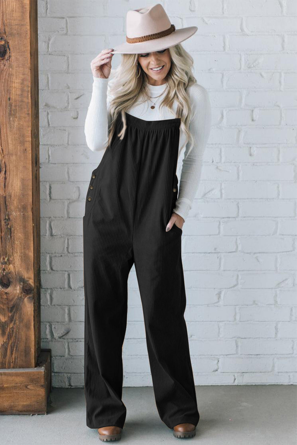 Corduroy Overall- Black