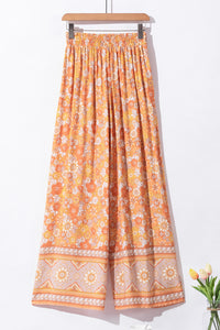 Ellie Boho Floral Wide Leg Pants- Orange