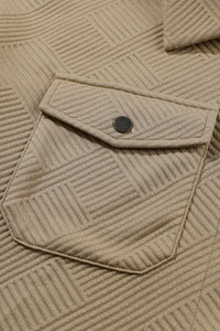 Textured Buttoned Down Shacket- Khaki