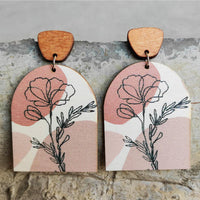 Floral Wooden Drop Earrings