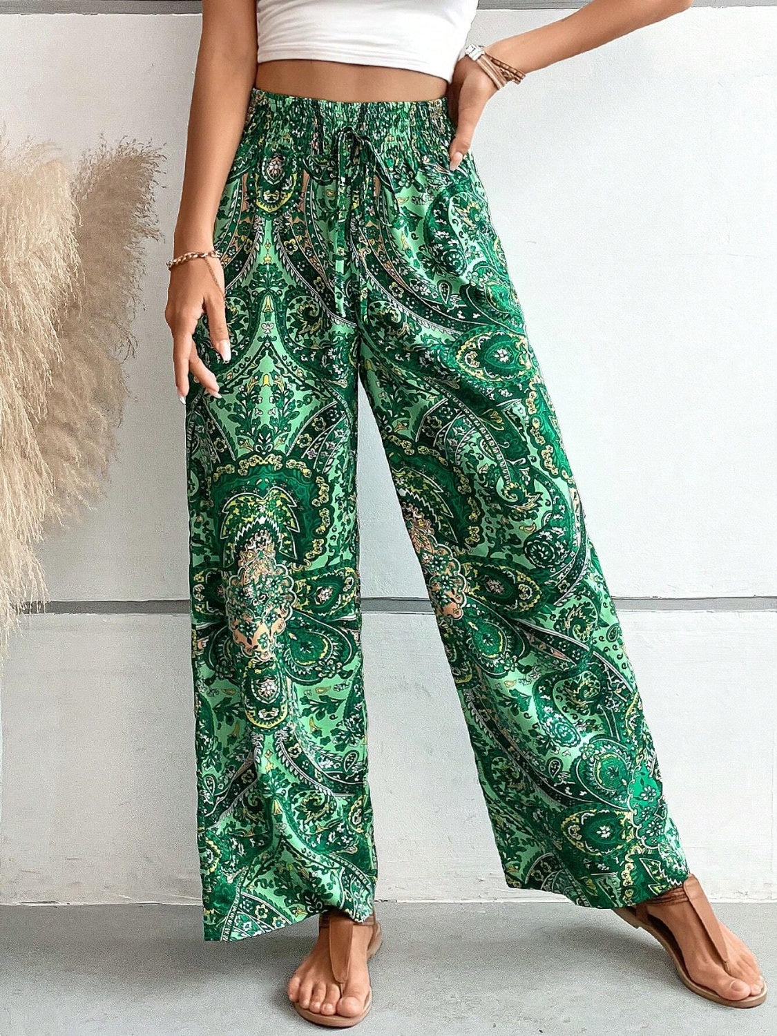 Savannah Boho Paisley Printed Wide Leg Pants