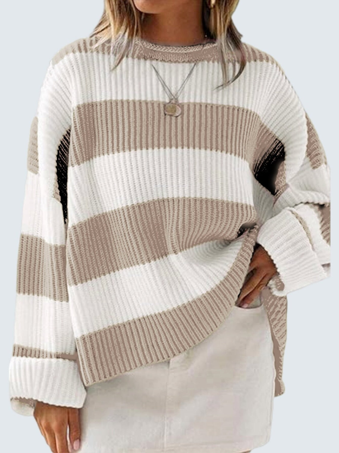 Oversized striped knit sweater